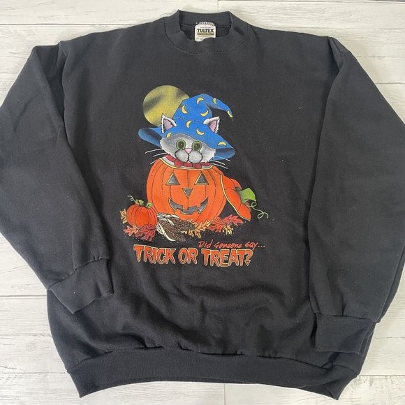 Tultex Other - Vintage Halloween Cat Pumpkin Sweater